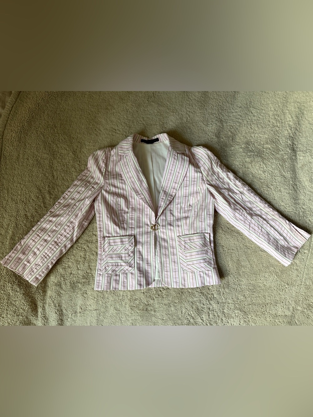 Express Pink Striped Blazer with Subtle Green Accents